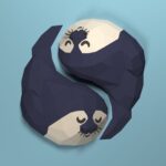Papercraft Yin Yang seals in 3D origami