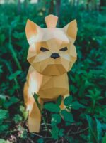 Papercraft Yorkshire Terrier puppy in 3D origami