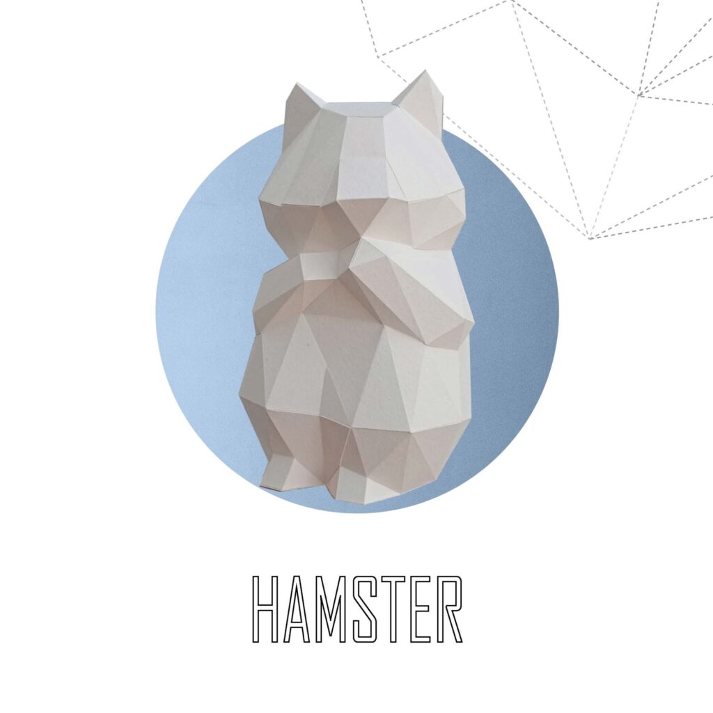 Papercraft hamster in 3D origami