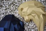 Papercraft lion head in 3D origami