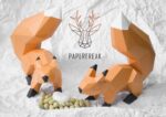 Papercraft squirrel in 3D origami