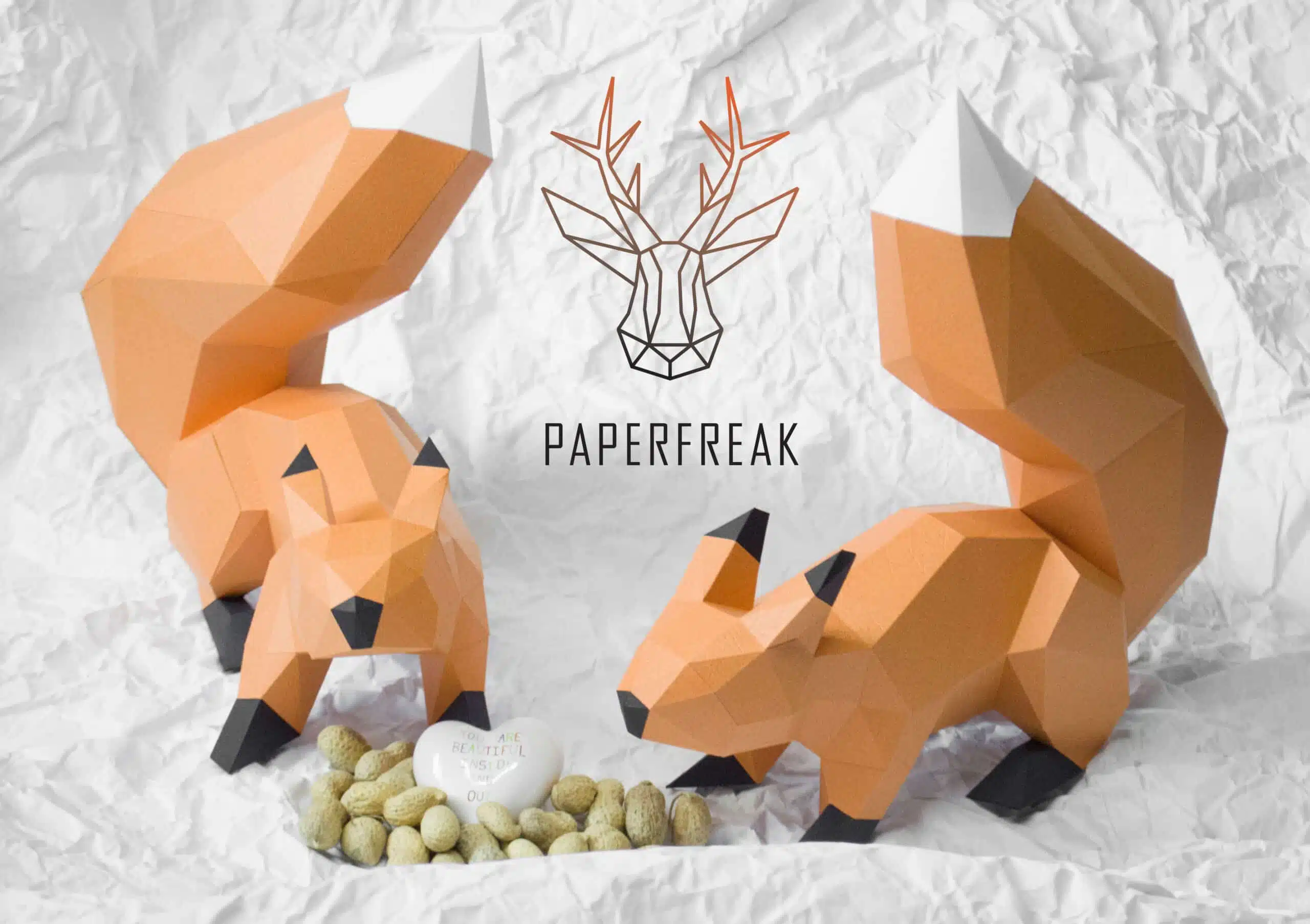 Rode eekhoorns duo 3D papercraft, weergave 4