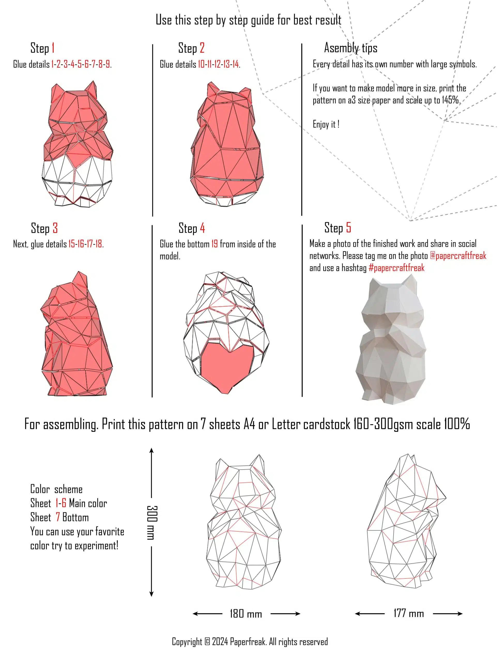Hamster papercraft 3D, weergave 9