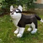 Papercraft de filhote de Husky em origami