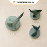 Papercraft de cauda de peixe em origami 3D