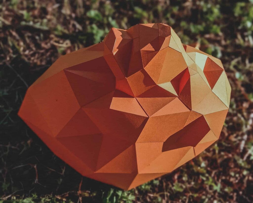 Papercraft cabeça de leão em origami