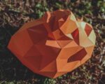 Papercraft lion head in origami