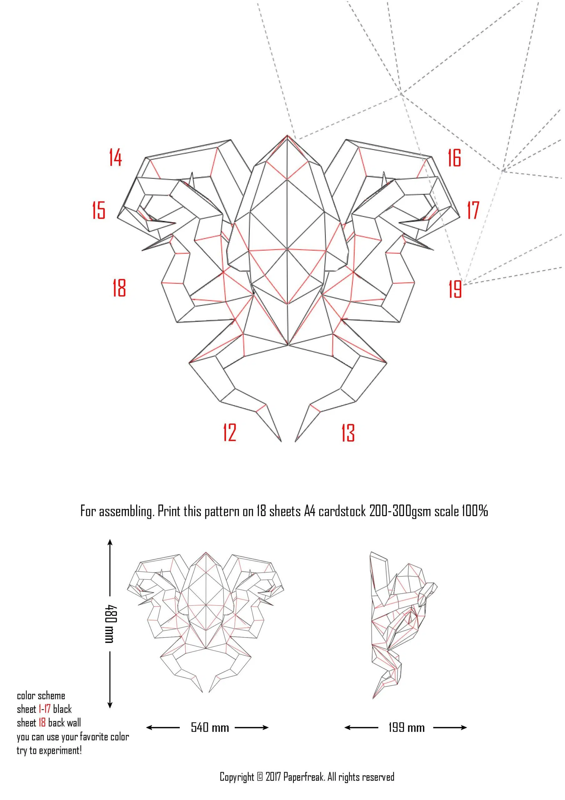 Papercraft Kraken-Oktopus aus Origami, montiert