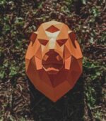 Papercraft lion head in origami