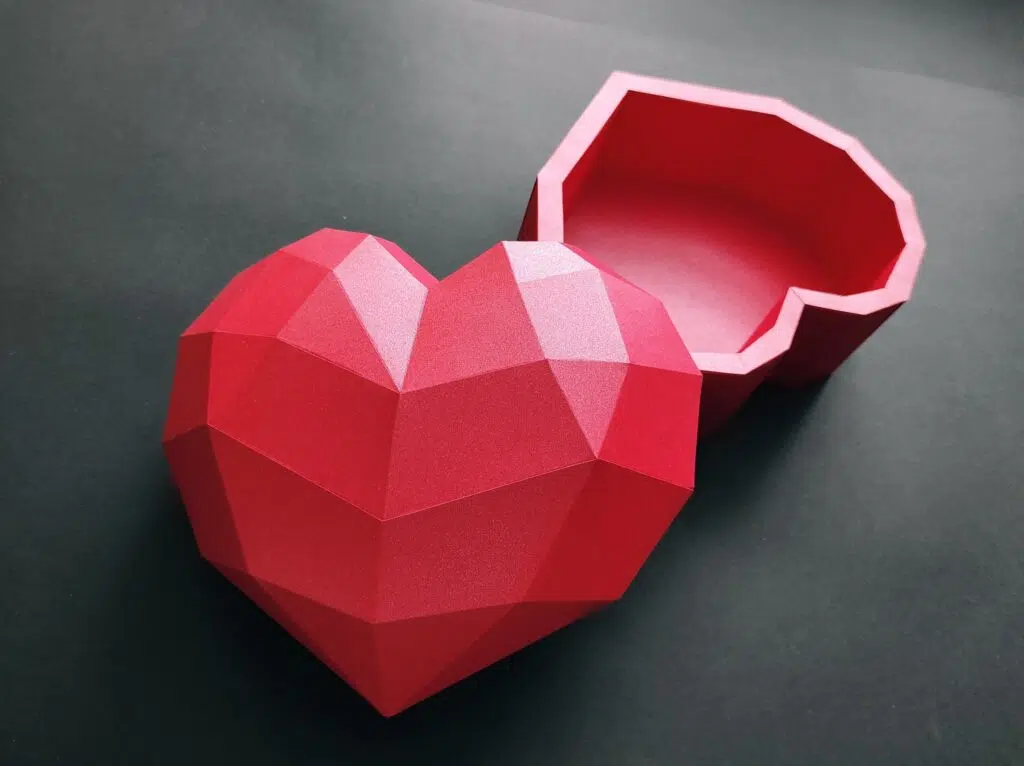Papieren hartvormige doos origami, 3D-model