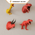 Papercraft de dinossauros em origami 3D
