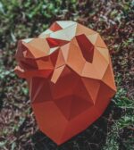 Papercraft lion head in origami