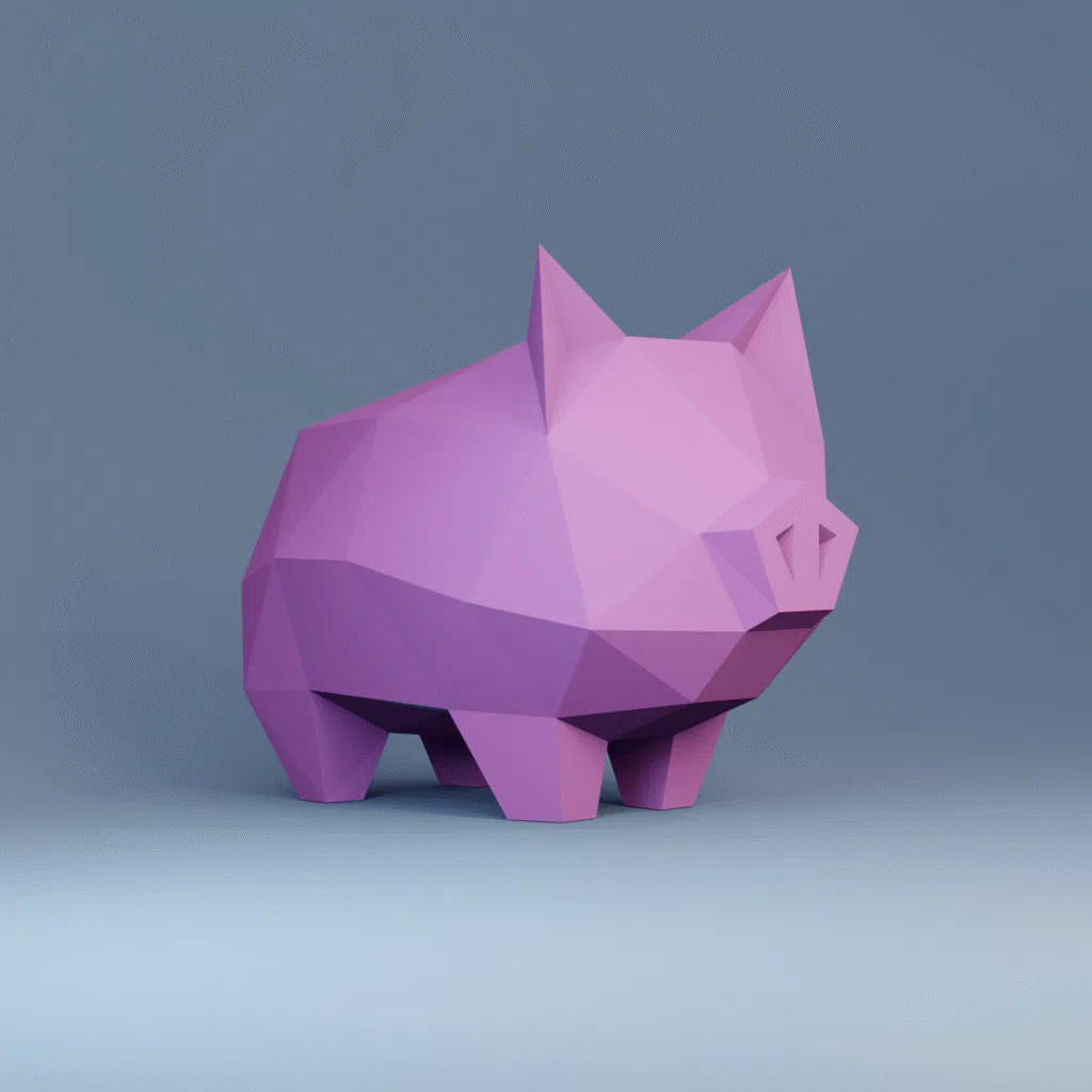 Papercraft Schwein als Sparschwein im Origami-Stil