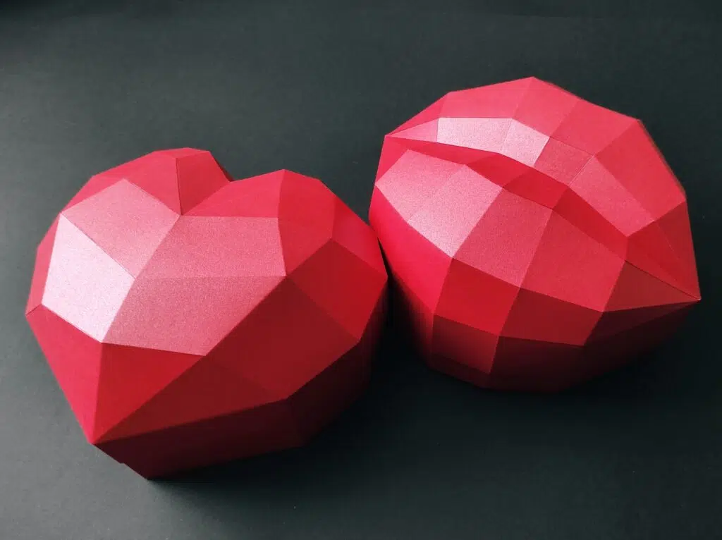 3D origami dozen hart en lippen, weergave 2