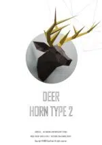 3D origami hertkop met geweien - Papercraft model, 3D-model