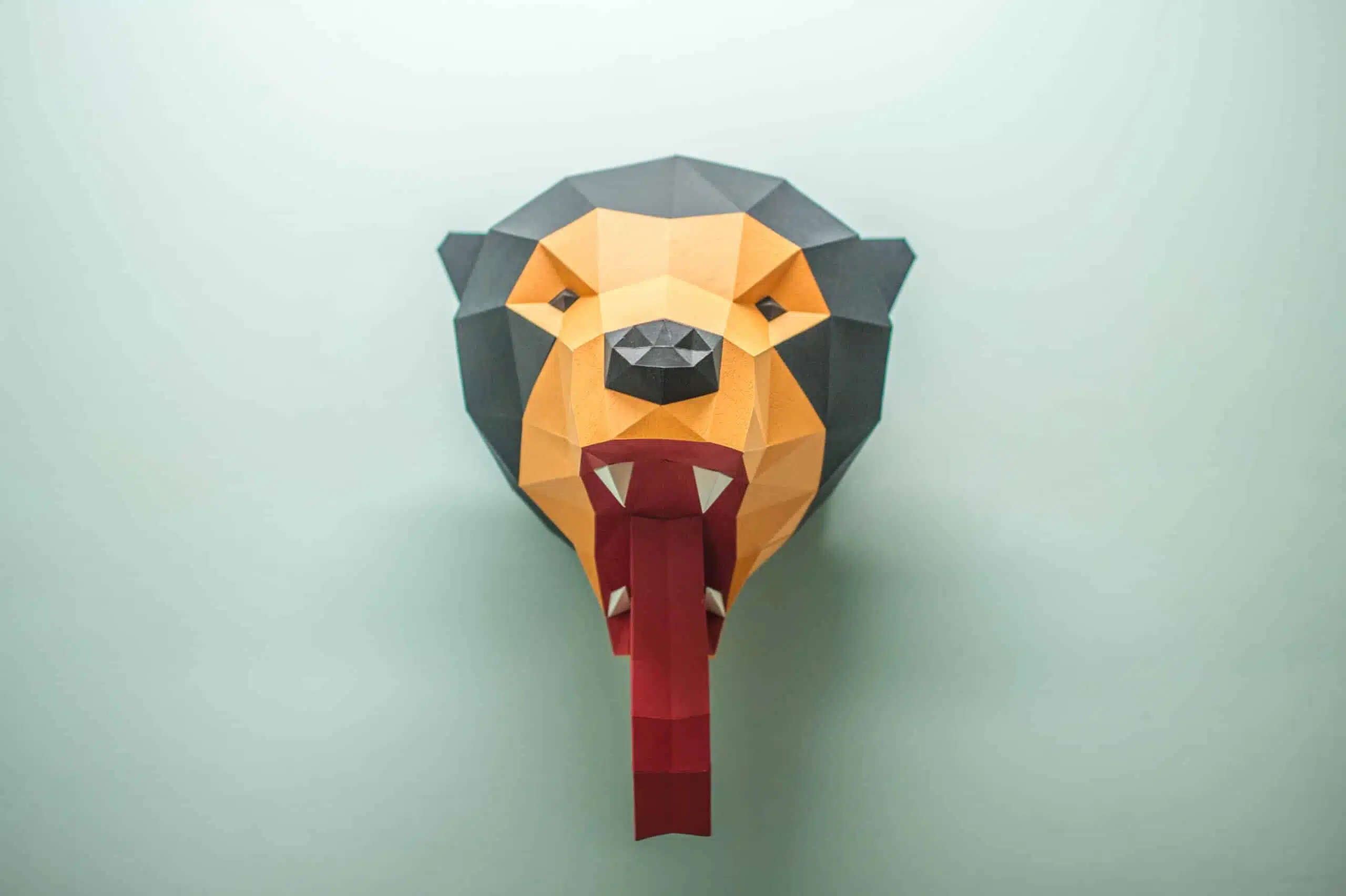 Origami 3D hoofd Maleise beer, weergave 2