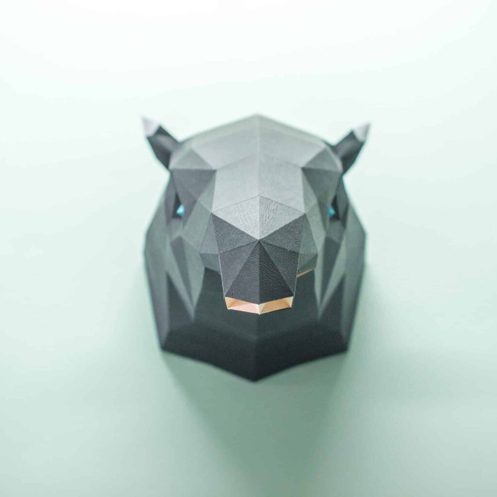 Papercraft testa di tapiro malese in origami 3D