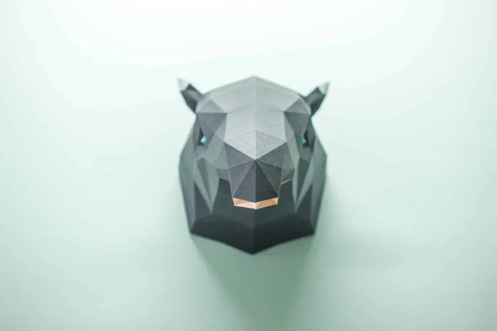 Papercraft Malayan tapir head in origami