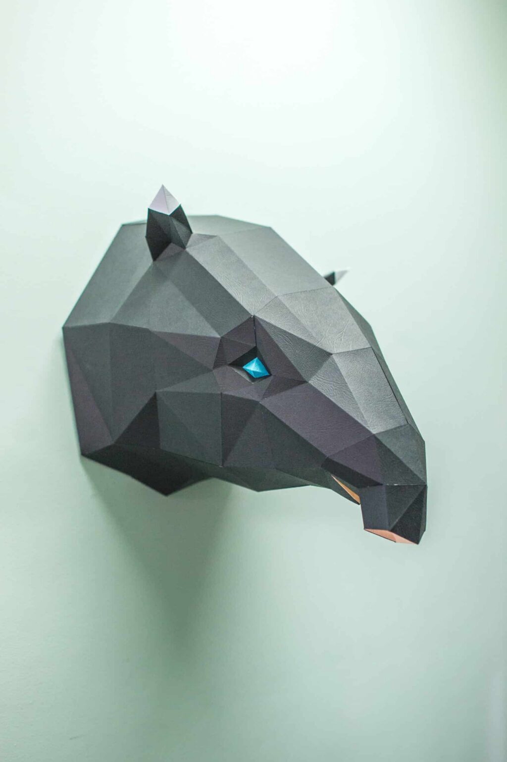 Papercraft Malayan tapir head in origami