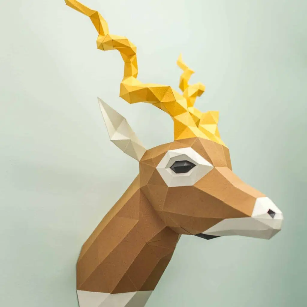 Papercraft Blackbuck-Antilopenkopf als Origami
