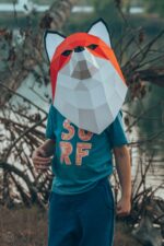 Papercraft trophée tête de renard en origami