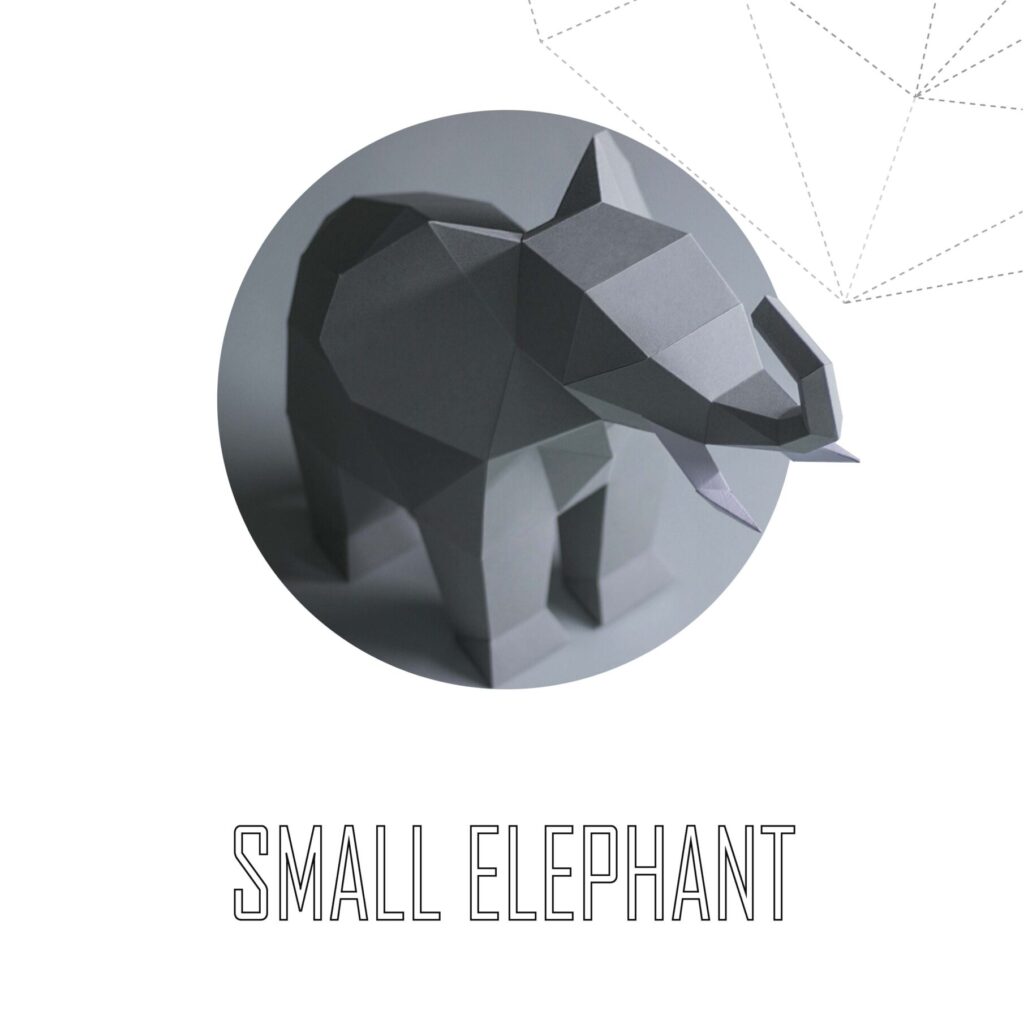 Papercraft elephant in 3D origami