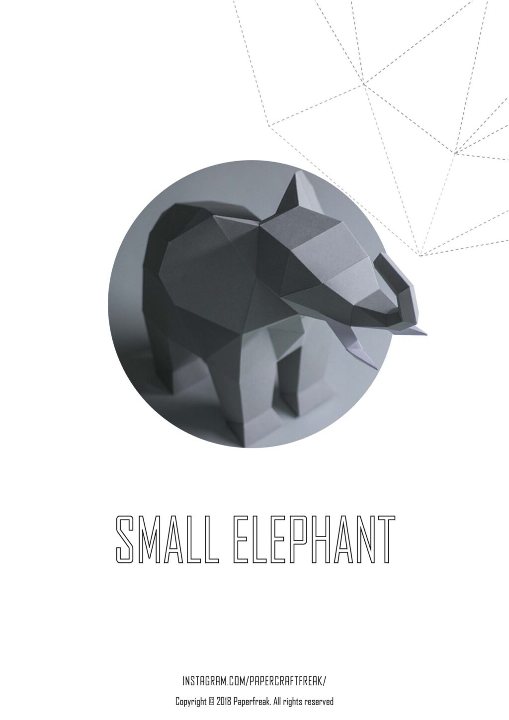 Papercraft de elefante em origami 3D