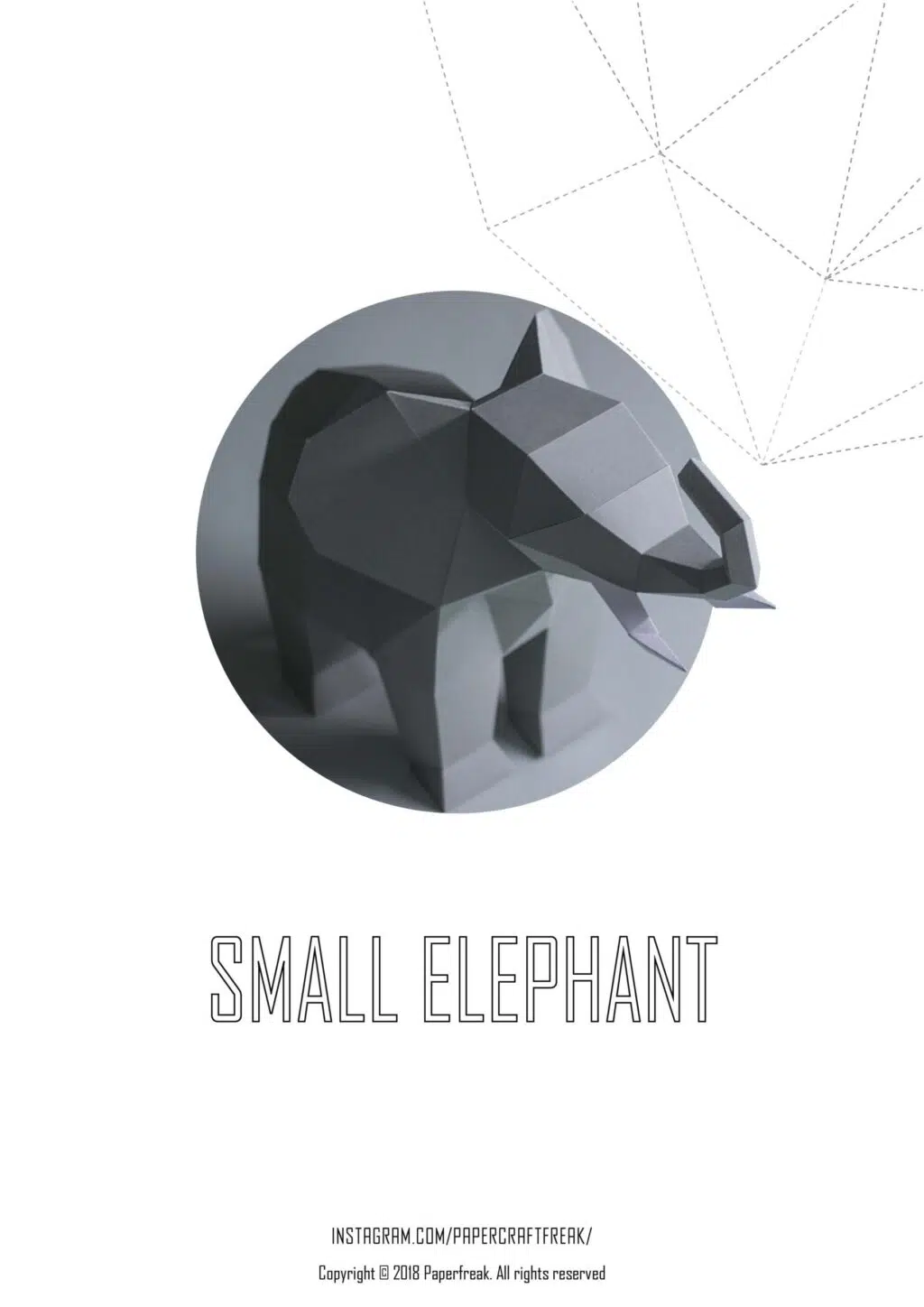 Papercraft olifant in 3D origami, 3D-model