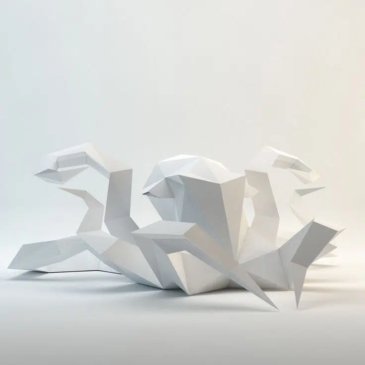 Papercraft Kraken-Oktopus aus Origami, Seitenansicht