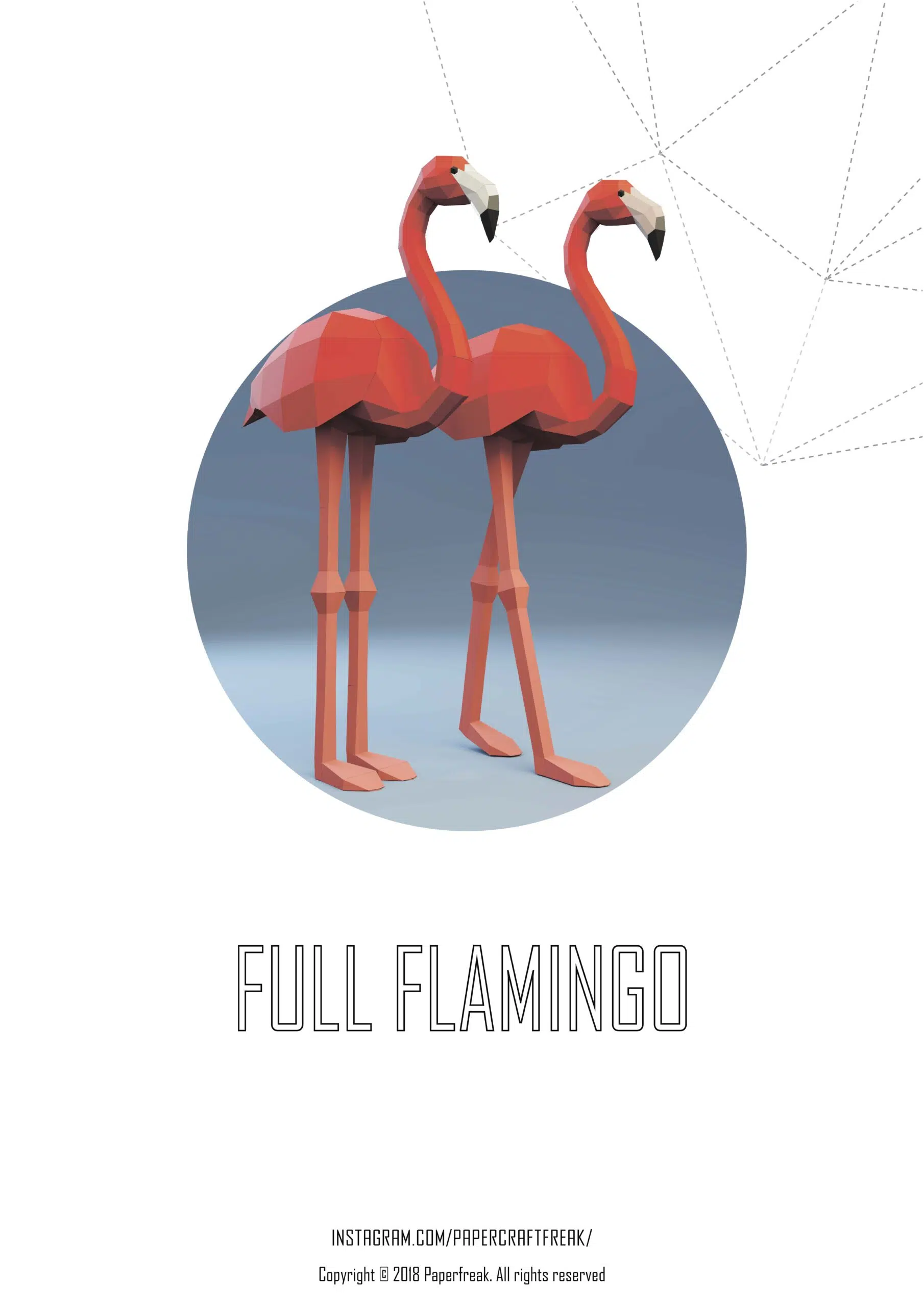 Kit de múltiples flamencos rosas en origami 3D, papercraft 3D, montado