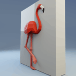 Papercraft mehrere Flamingos in 3D-Origami