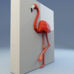 Papercraft mehrere Flamingos in 3D-Origami