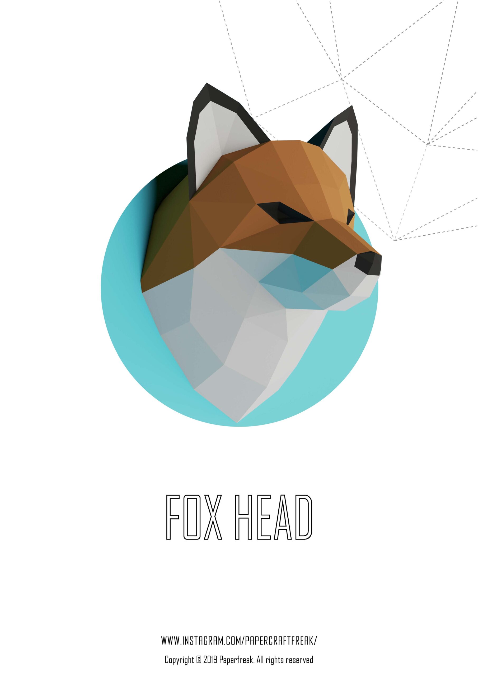 Papercraft fox head trophy in origami Papercraft fox head trophy in origami