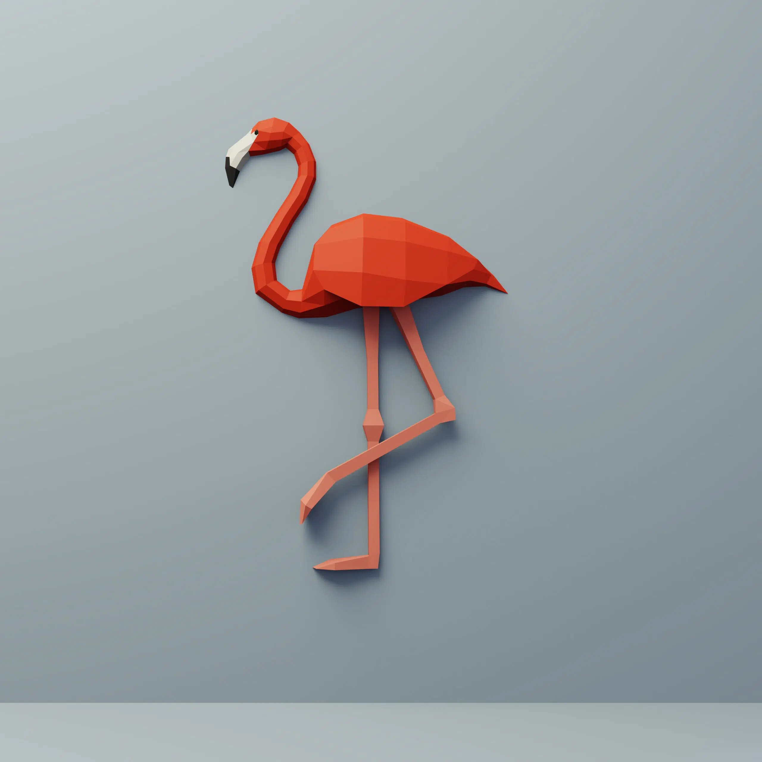 Kit de múltiples flamencos rosas en origami 3D, papercraft 3D, detalle