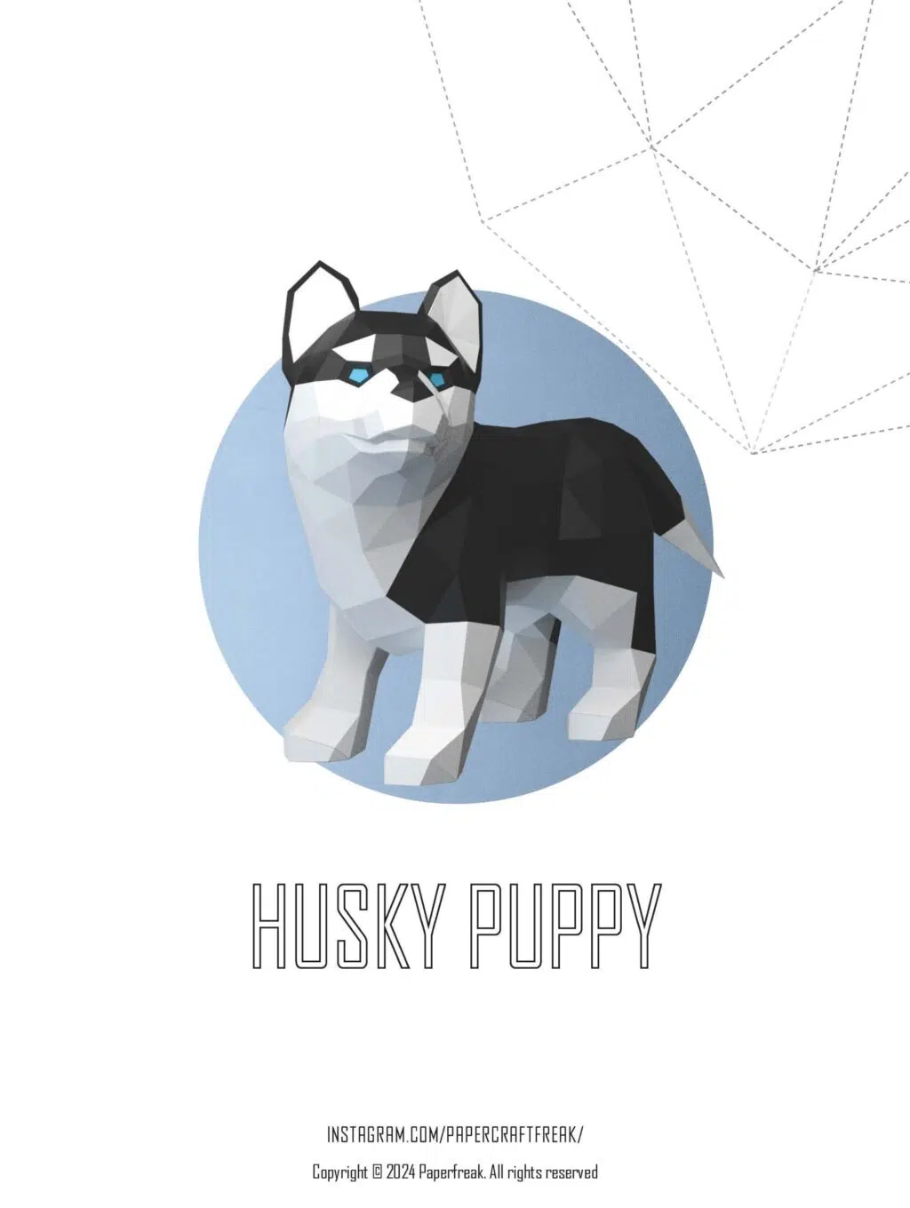 Papercraft de filhote de Husky em origami