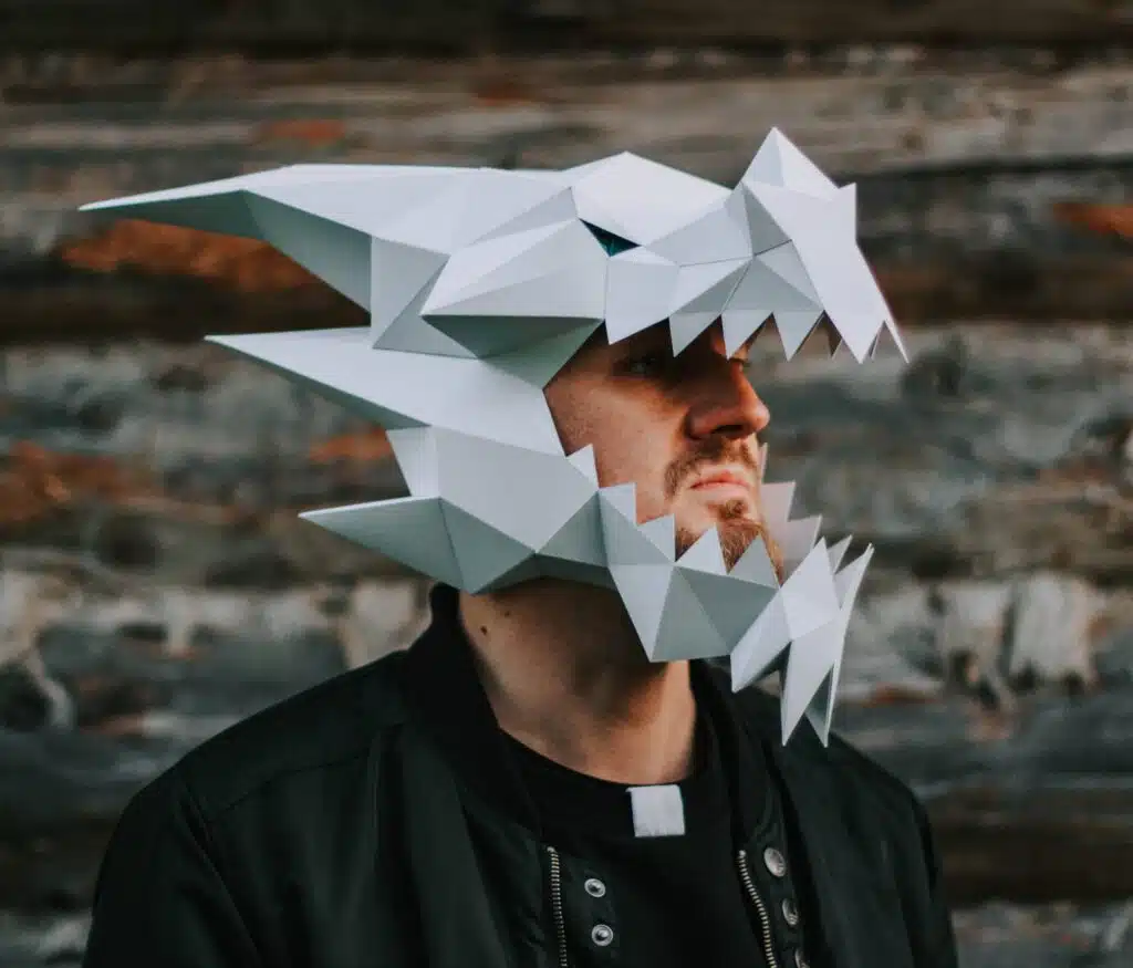 Papercraft masque de dragon en origami 3D