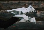 Papercraft dragon mask in 3D origami