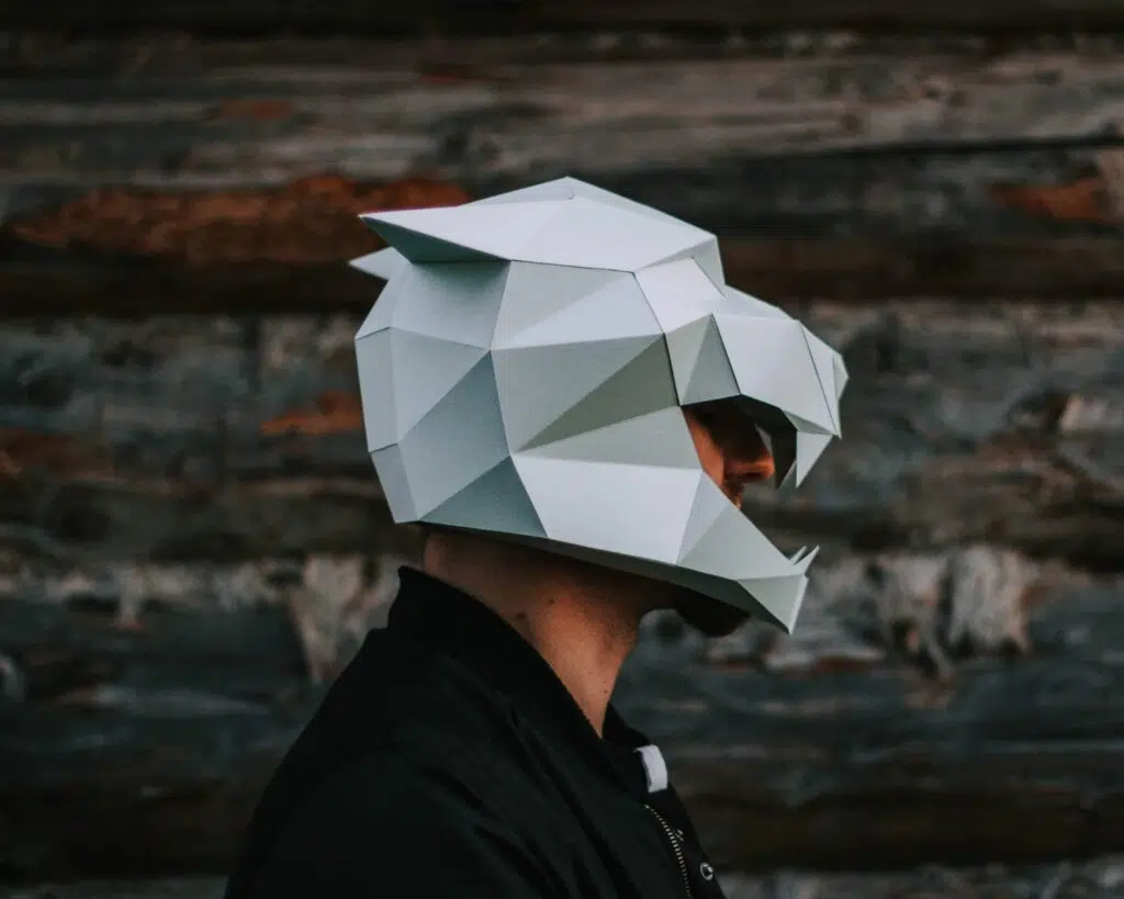 Papercraft di maschera tigre in origami 3D