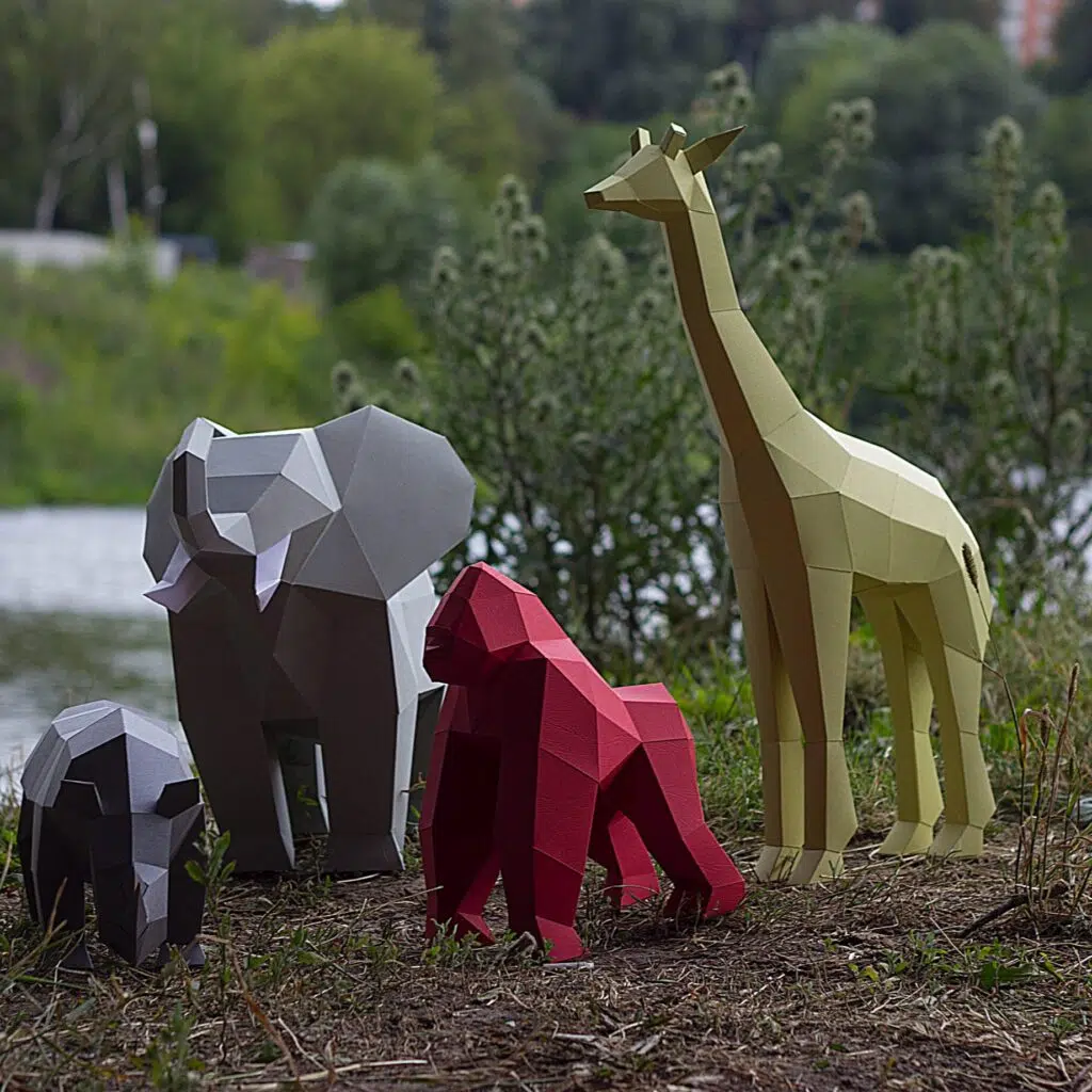 Papercraft afrikanische Tiere als 3D‑Origami - 4‑in‑1‑Set