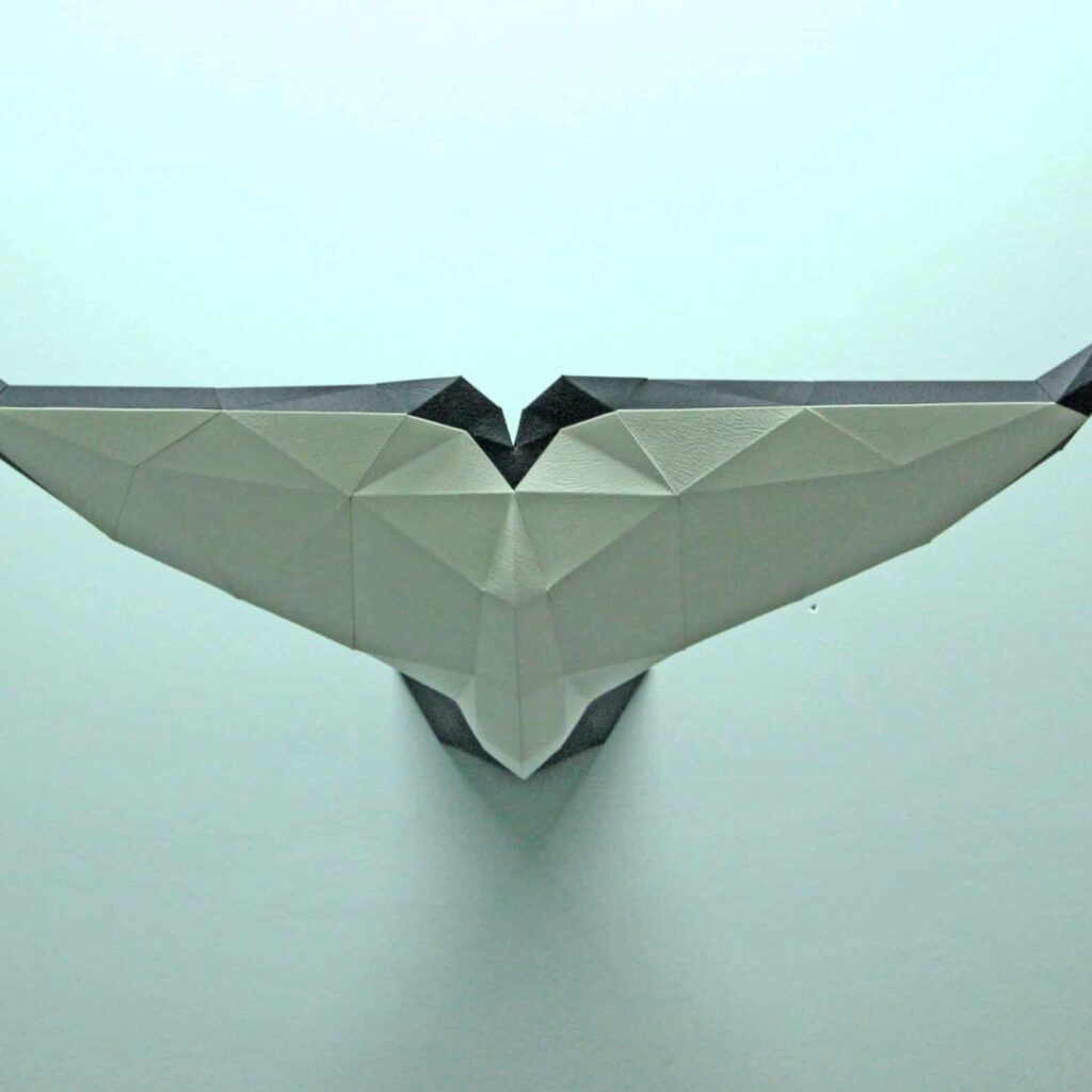 Papercraft de cauda de orca em origami 3D