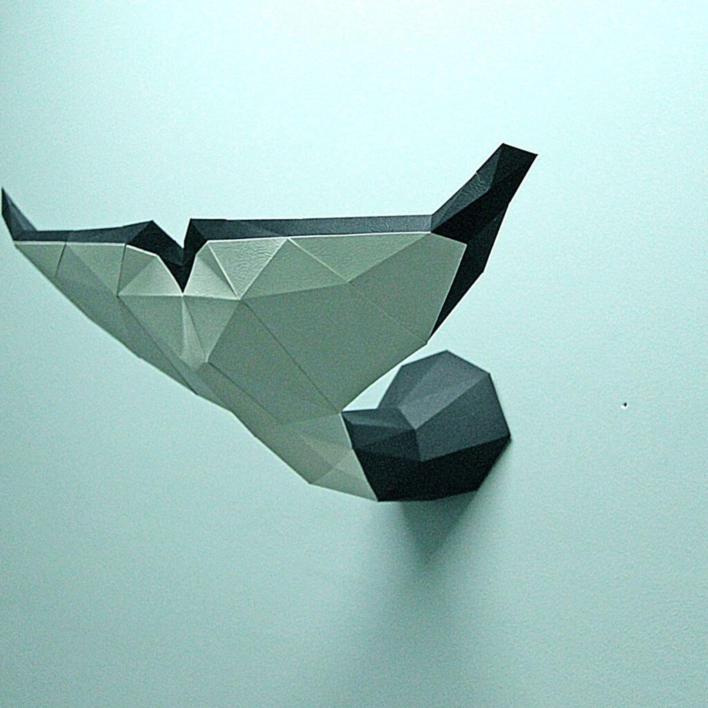 Papercraft de cauda de orca em origami 3D Papercraft de cauda de orca em origami 3D