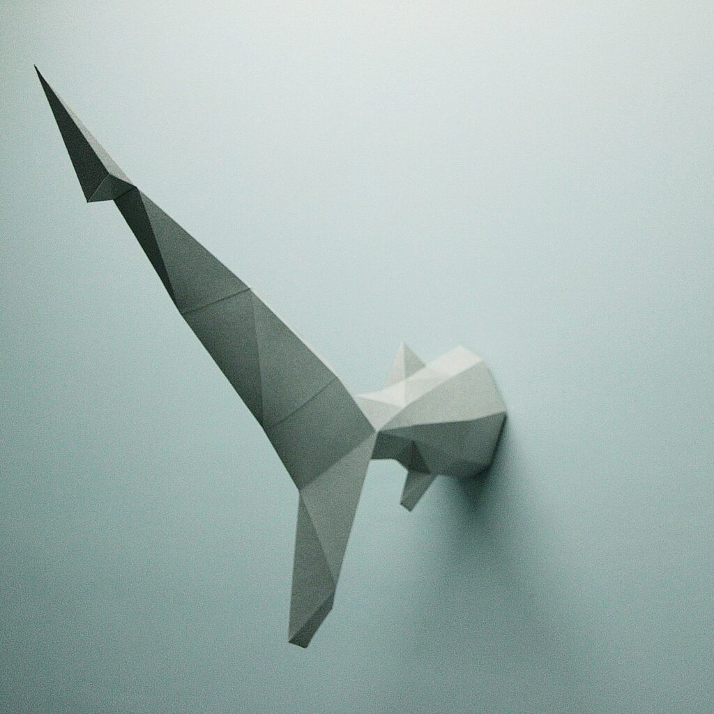 Papercraft shark tail in origami