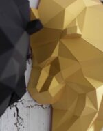 Papercraft lion head in 3D origami