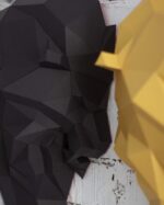 Papercraft lion head in 3D origami