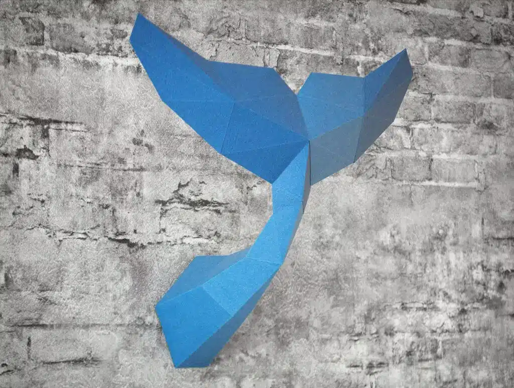 Papercraft cauda de golfinho em origami 3D