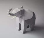 Papercraft elephant in 3D origami