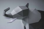 Papercraft elephant in 3D origami