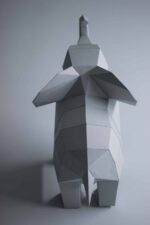 Papercraft elephant in 3D origami