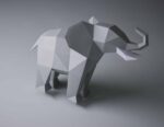 Papercraft elephant in 3D origami