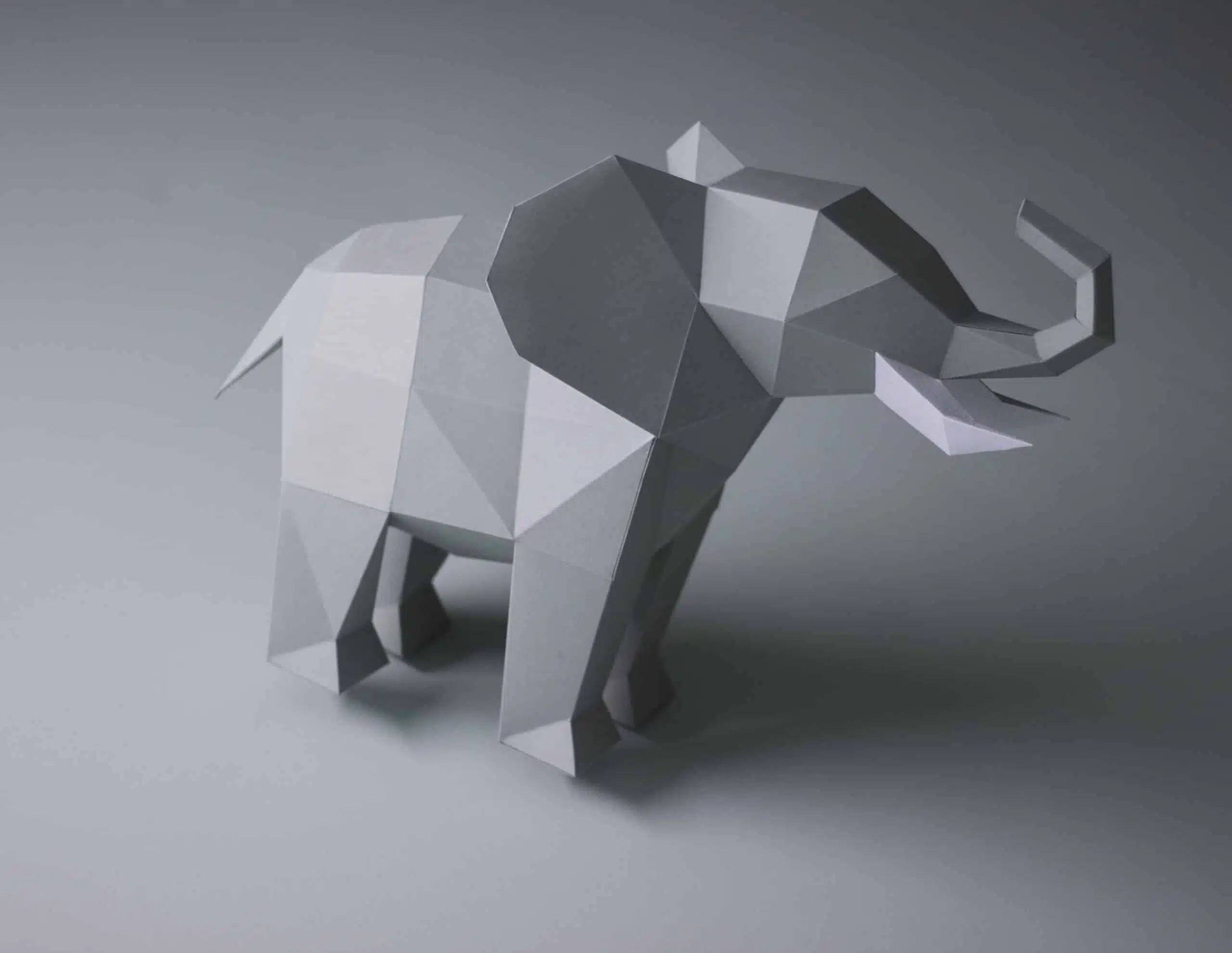 Papercraft olifant in 3D origami, weergave 6